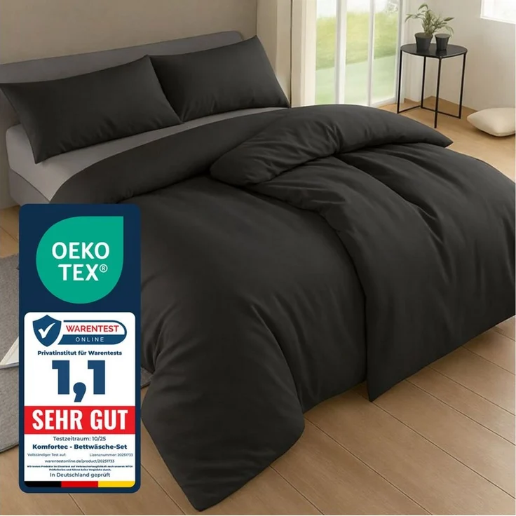 Komfortec Bettwäsche Premium, 135 x 200 bis 220 x 240 cm, 6 verschiedene Größen zur Auswahl, gebürstet 100% Mikrofaser, 4 teilig, Superweiches Bettwäsche-Set, Knitterfrei, Atmungsaktiv – Bild 1