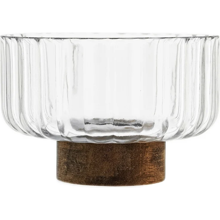Luana Bowl Piccola Glasschale mit Akazienholz - Servier- & Dekoschale, 14 x 9,5 cm – Bild 1