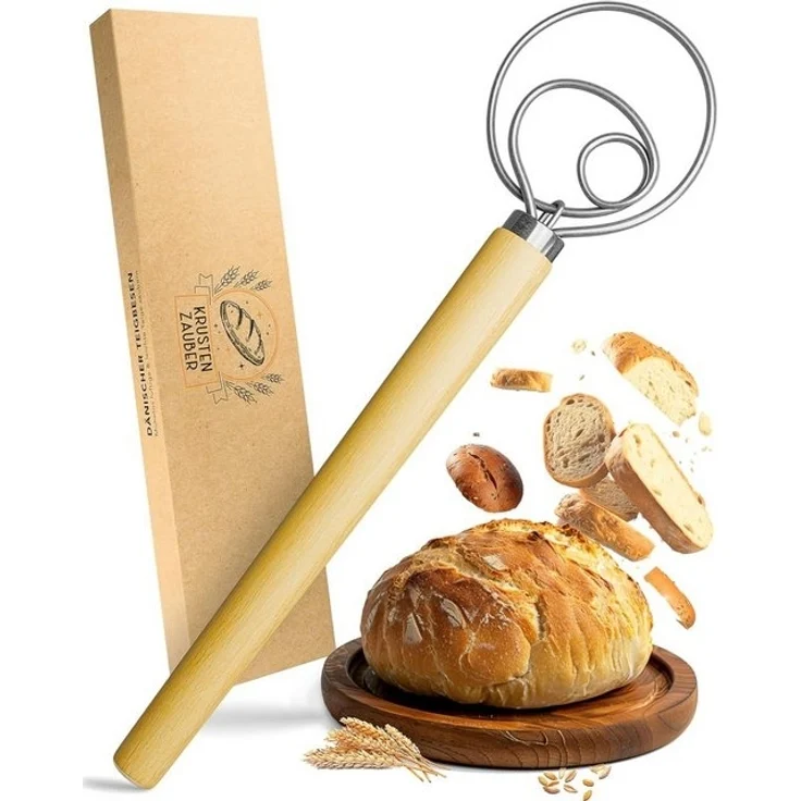 Krustenzauber Backmatte Zubehör - Brotschlingen, Schneebesen, Backmatte, Teig Reinigungstücher, Dänischer Schneebesen – Bild 4
