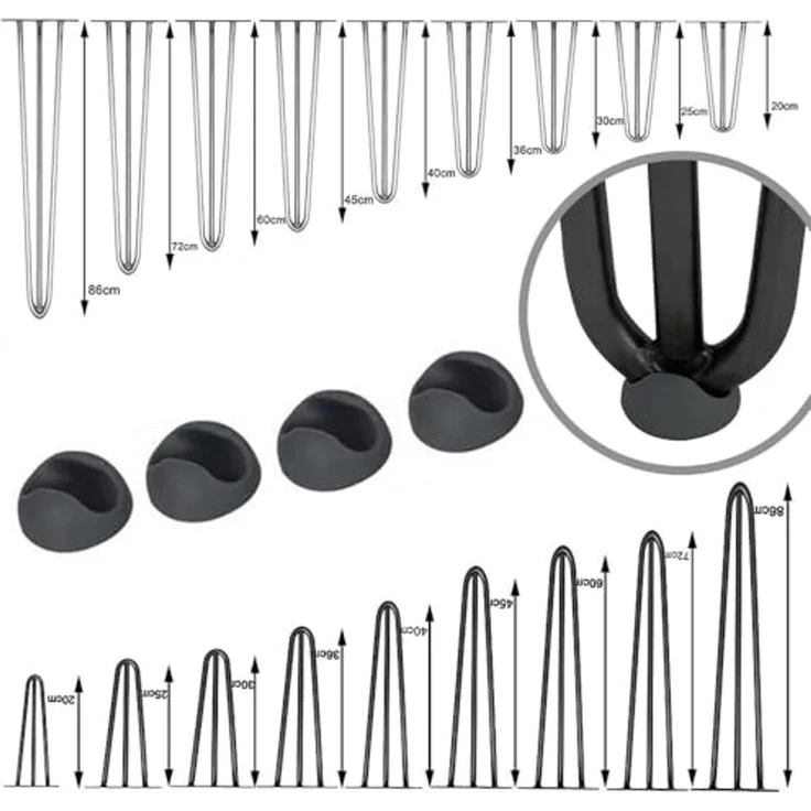 4x Fußbodenschoner für 12mm Hairpin Legs - Schwarz – Bild 6