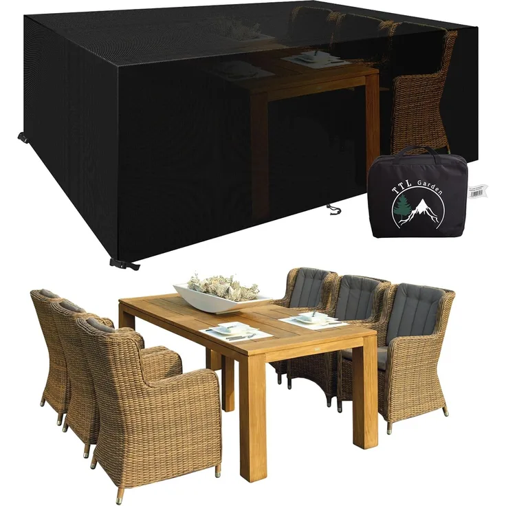 TTL Garden Premium Gartenmöbel Abdeckung, 600D Oxford Gewebe inkl. Schnallen & Kordel, 123 x 61 x 75 cm