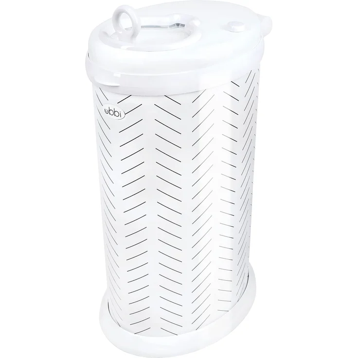 Ubbi Steel Diaper Pail, Odor Locking, No Special Bag Required, Award-Winning, Registry Must-Have, Herringbone