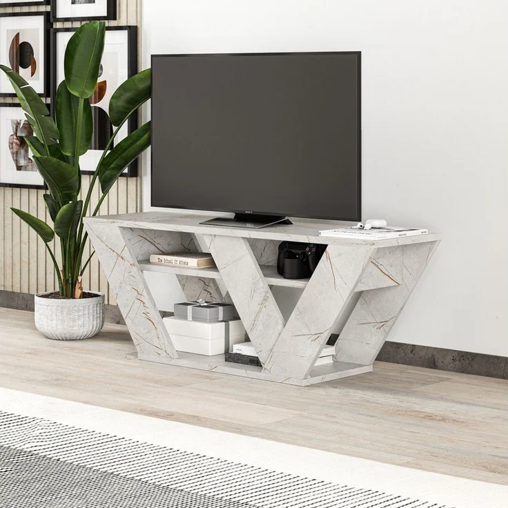 Decortie TV-Schrank Pipralla Moderner TV-Ständer Multimedia Mit Einlegeböden, 110 x 30 x 40 cm – Bild 2