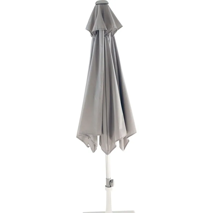 Sonnenschirm Elba Rund aus Aluminium, mit Knickelement, hellgrau, Ø 250 cm