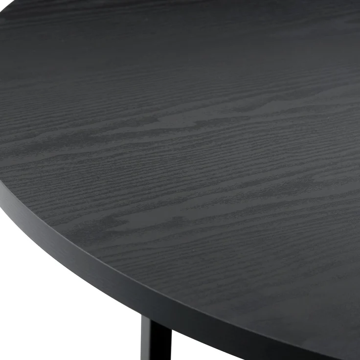 Esstisch 100x100x77 cm, rund, mit Stauraumablage aus MDF und Metall in Schwarz – Bild 7