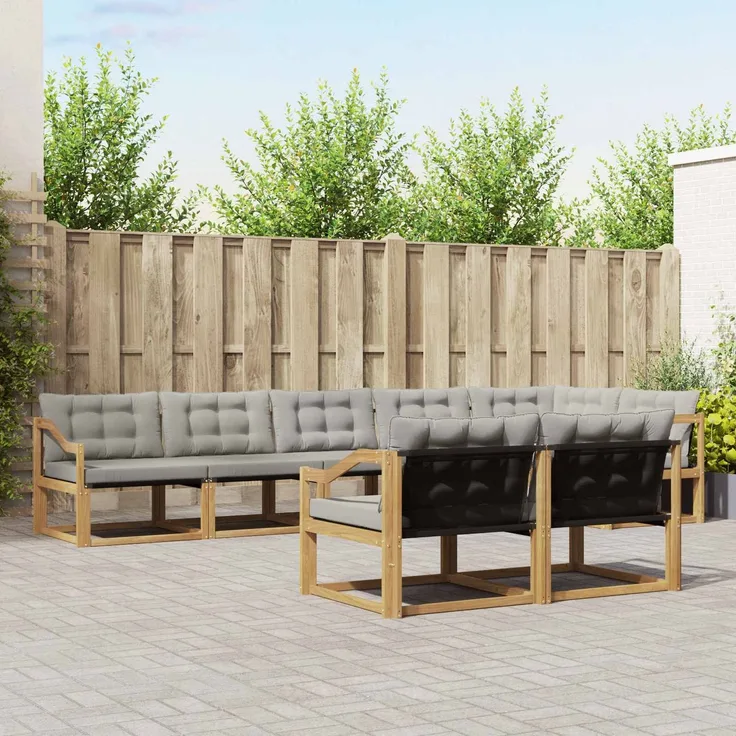 vidaXL Outdoor-Sofagarnitur 8 stk. 8-Sitzer Weiß und Hellgrau 3388813