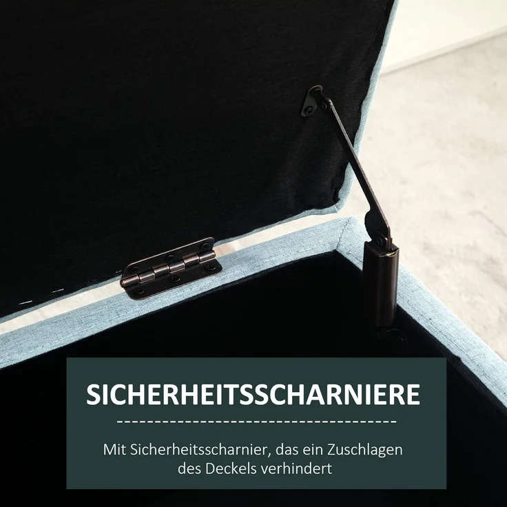 HOMCOM Sitzbank Polsterbank mit Stauraum (Aufbewahrungsbank, 1-St, Bettbank), Gummiholz Hellgrün 110 x 39 x 45 cm – Bild 7