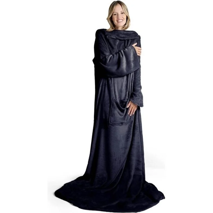 Wohndecke Kuscheldecke mit Ärmeln und Fußtasche, Blumtal – Bild 4