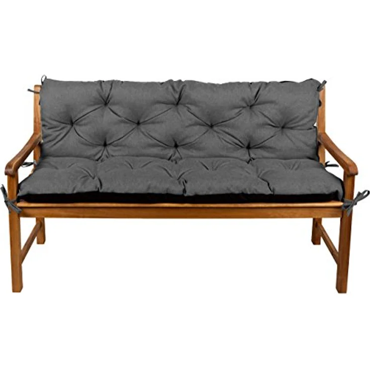 Gutekissen® Bankkissen, Sitzkissen, Rückenlehnen, Gartenkissen, Steppkissen, Doppelkissen, Sitzmöbel, Sitzbank-Kissen, Gartenschaukel, Gartenmöbel LAW (120cmx50cmx50cm, Dunkelgrau) – Bild 2