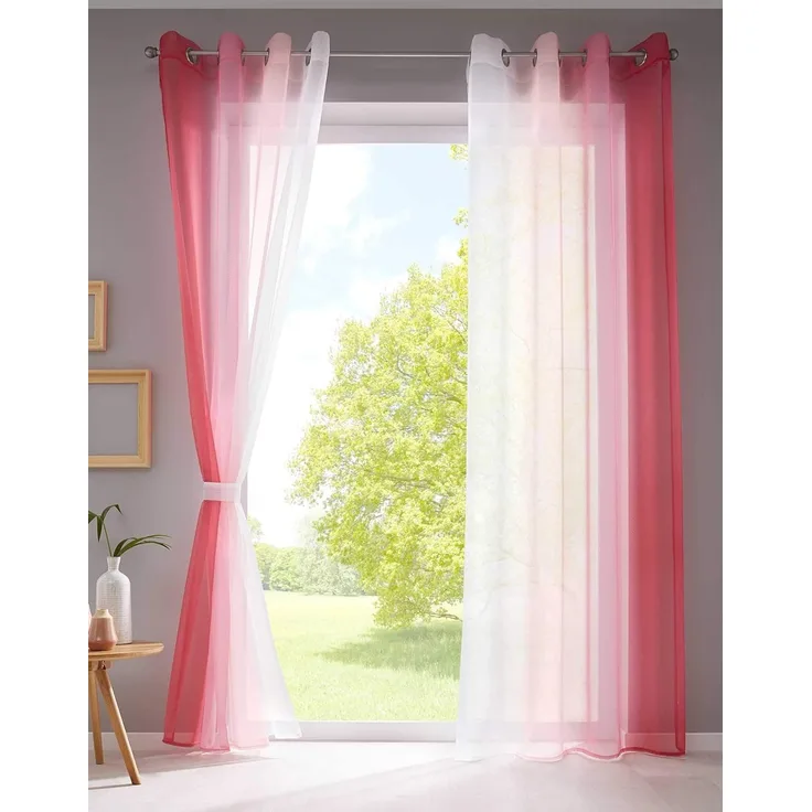 Gardinenbox Gardine (2 St), Ösen, transparent, Voile, Farbverlauf Vertikal »Modena« Voile Raffhalter 10000183