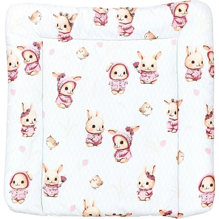 TupTam Baby Wickeltischauflage mit Baumwollbezug Gemustert, Farbe: Kaninchen/Rosa, Größe: 70 x 60 cm – Bild 5