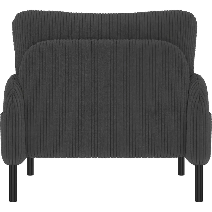 3-teilige Cord-Sitzgruppe aus 2-Sitzer-Sofa, Sessel und Hocker, gepolstertes Lounge-Set mit Seitentasche und Metall-Holz-Gestell, Grau – Bild 22