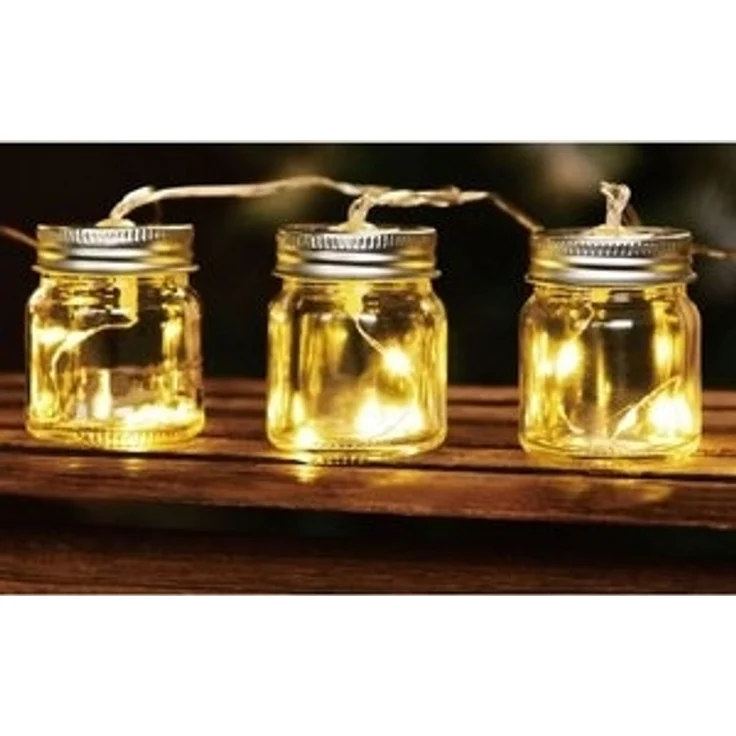 Solar-Party-Lichterkette mit 8 LED Einmachgläser warmweiß mit Blinklicht Deko – Bild 6