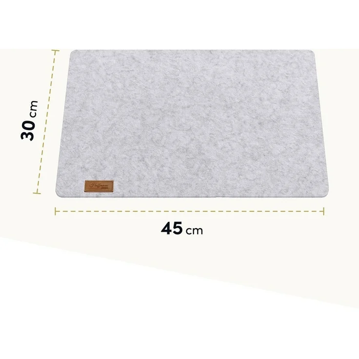 Hoffmann Germany Platzset Tischunterlage Filz 45×30 cm, 6er-Set, hellgrau, hitzebeständig, (Set, 6-St, 6x Platzset 45×30 cm), 5 mm Filz, abwaschbar, 200°C, 90% Polyester, zeitloses Design – Bild 4