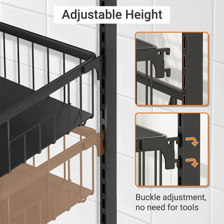 Todeco Gemüseregal für Küche, Stapelbarer Obstkorb Gemüse, Multipurpose Mobile Metal Storage Trolley, Aufbewahrungswagen KüchenWagen Mit Abschließbare Rollen Und – Bild 4