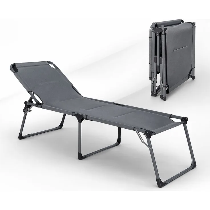 osoltus Sonnenliege Soft Touch Polster Dreibeinliege XXL 3D MESH AIR Grau