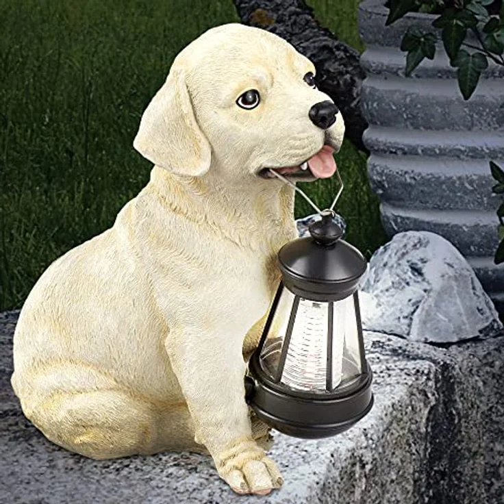 GLOBO 33372 Solar Außenleuchte Hund braun-weiß, wetterbeständig, 1 x LED, 25 cm hoch – Bild 2
