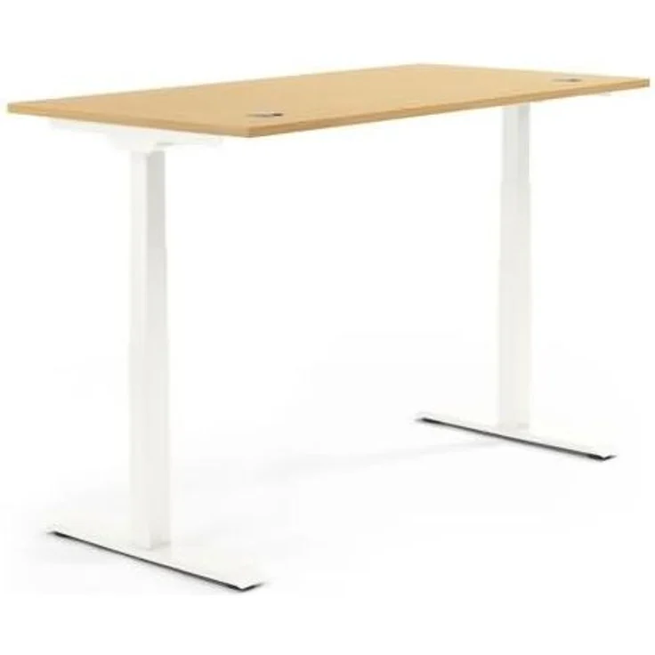 Soennecken Schreibtisch 2000x605-1255x800mm Platte Buche Gestell weiß