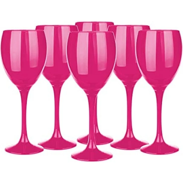6 Weingläser 300ml Weinglas Rotweingläser Weißweingläser Pink – Bild 1