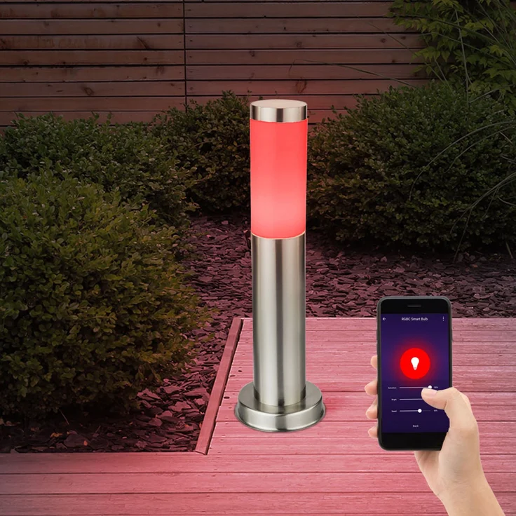 RGB LED Stehlampe aus Edelstahl, App-/ Sprachsteuerung – Bild 2