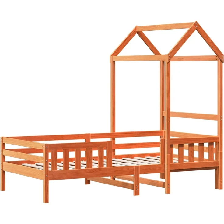 vidaXL Massivholzbett mit Dach Wachsbraun 80x200 cm Kiefer 3282164 – Bild 2