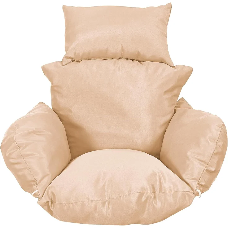 Luxus Hängesessel Style XXL Rattan Korb Gestell Schwarz mit Relaxkissen Beige – Bild 7