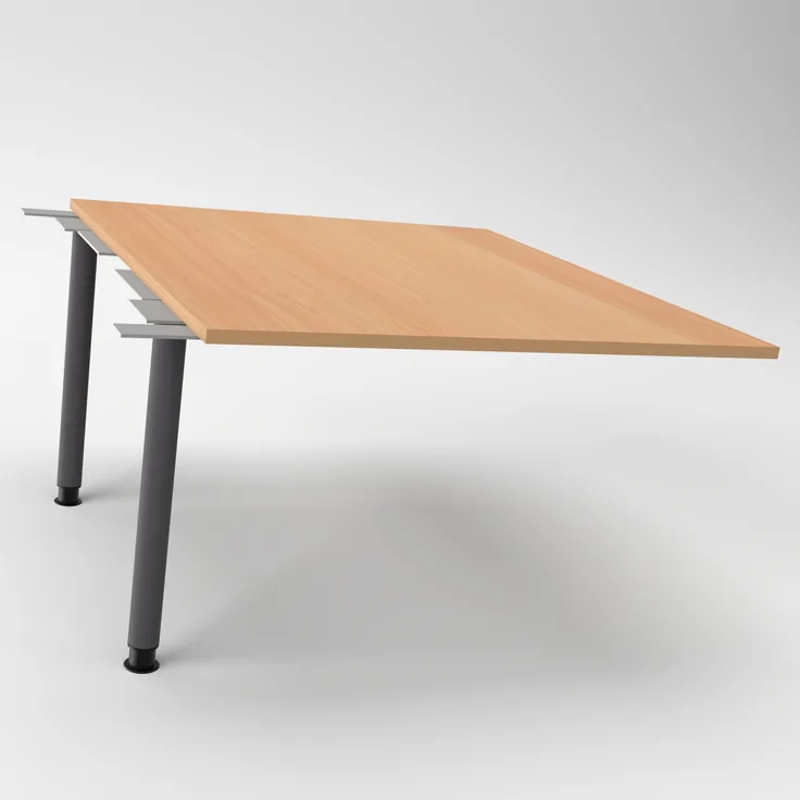 Rheinland Möbel Verkettungsplatte KONTI 120x130 cm – Erweiterungselement in Eiche mit graphitfarbenen Rundrohrfüßen, Anbautisch für KONTI Konferenztische 280/400/520 cm