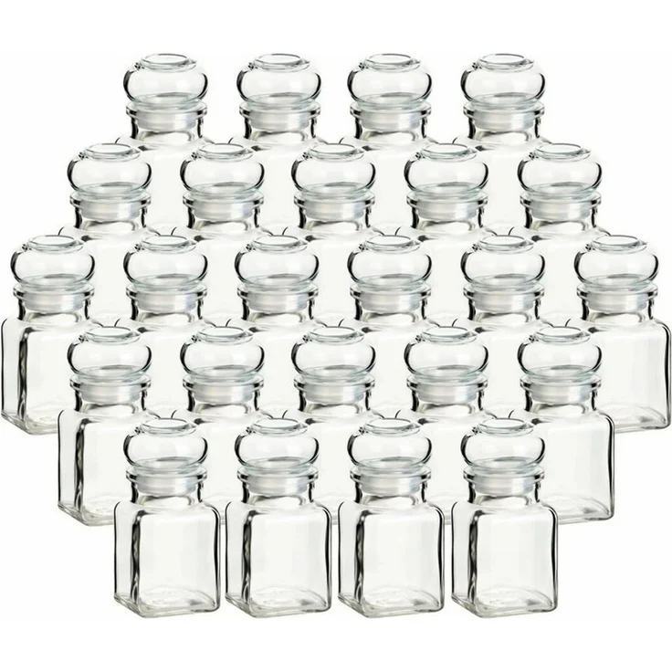 gouveo Vorratsglas Gewürzgläser 150 ml eckig mit Glaskorken - Gläser mit Glasstopfen, (24-tlg), Glaskorken, eckige Form, luftdicht verschließbar – Bild 2