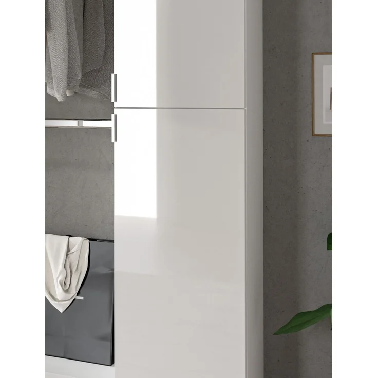 Garderobenkombination (B/H/T: 232x193x34 cm) in weiß hochglanz – Bild 6