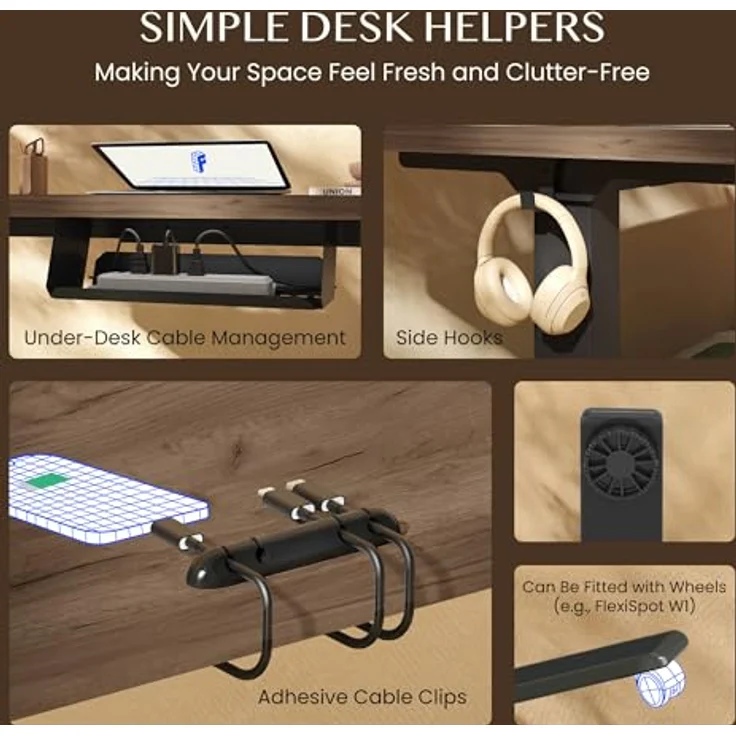 FLEXISPOT Höhenverstellbarer Schreibtisch mit 2 Motoren & 25MM EINTEILIGER Tischplatte 140x80 cm, Ergonomischer Bürotisch Elektrisch mit Kabelmanagement, Memory Funktion & Höhenanzeige – Bild 7