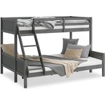 Kinderbett Etagenbett 90x200 und 140x200 Grau Holz Doppelstockbett Jugendbett Hochbett Stockbett