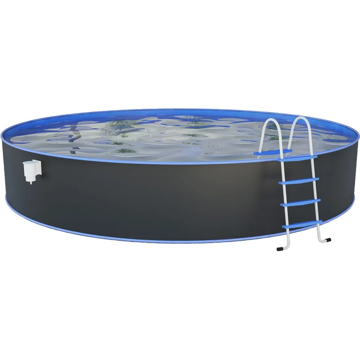Steinbach Stahlwand Swimming Pool Set 'Nuovo rund', Stahl Anthrazit, 450 x 120 cm – Bild 1