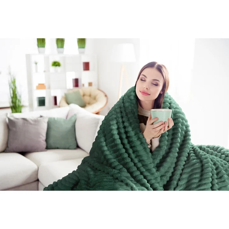 Wohndecke SOFT Design91 Streifen Steppung Gestreifte Decke Gesteppte Sofadecke 70x160 cm grün – Bild 4