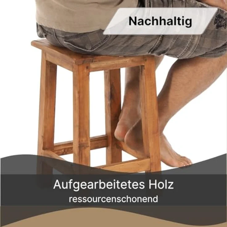 DESIGN DELIGHTS Hocker Sitzhocker MADERO, 48x30cm(HxB) Altholz Holzhocker, massivholz Hocker – Bild 5
