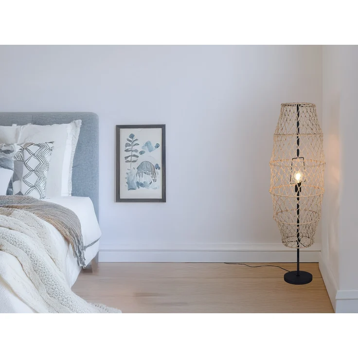 Kleine Boho Stehlampe HIVE Lampenschirm geflochten aus Hanfseil, Höhe 120cm – Bild 6