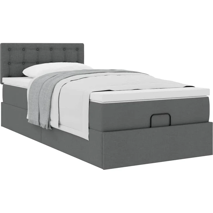 vidaXL Ottoman-Bett mit Matratze Dunkelgrau 100x200 cm Stoff 3311602 – Bild 12