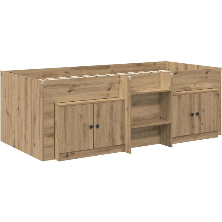 vidaXL Loft Bettgestell mit Schrank 3 Stk. Artisan-Eiche Holzwerkstoff 3423365 – Bild 3