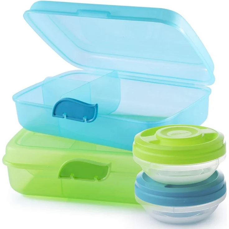 Centi Lunchbox Lunchboxen mit Trennwänden und Klickverschluss, Kunststoff, (2er-Set) – Bild 4