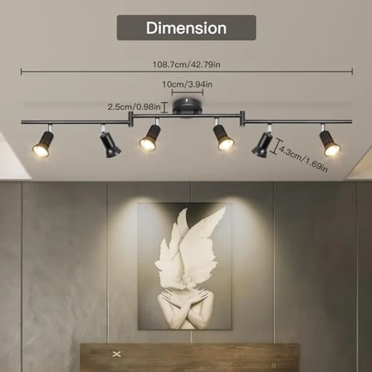 Dehobo LED Deckenstrahler Wohnzimmer - Deckenleuchte 6 Flammig Schwarz Deckenlampe Spot - GU10 Deckenspot Schwenkbar 350° - Drehbar Küchelampe Spot Strahler Decke Schlafzimmer Ohne Leuchtmittel – Bild 4