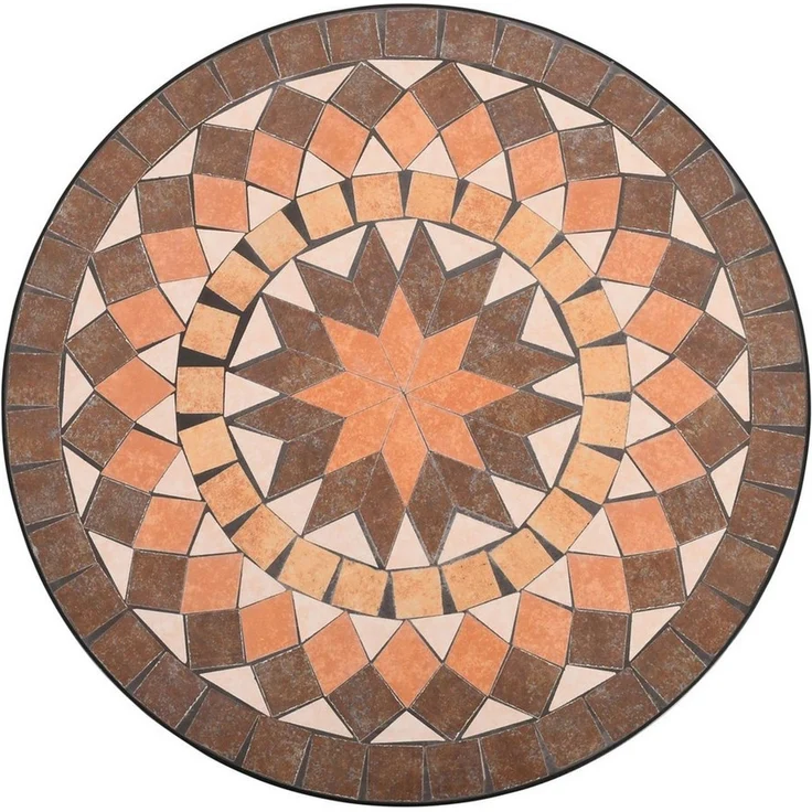Raburg Gartentisch Mosaiktisch, Balkon- und Terrassentisch, 60 cm Ø, 72 cm hoch, Mayla (rund), liebevolle Handarbeit, Mosaikmuster, schwarzes Metallgestell – Bild 2