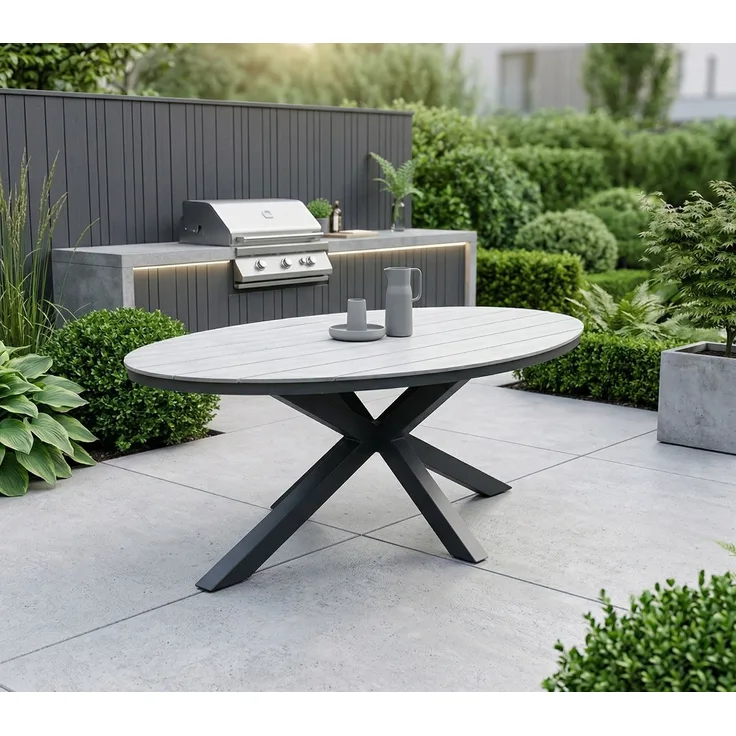 Gardissimo ARMATI Nonwood Alu-Gartentisch Gartenmöbel 180x115cm (oval)