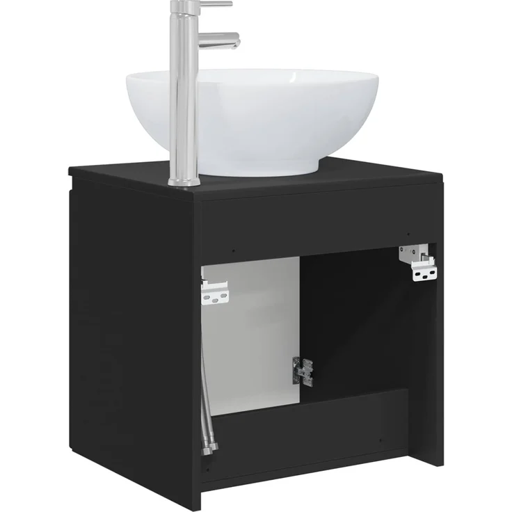 vidaXL Wandmontierter Waschbeckenunterschrank Schwarz 890443 – Bild 5