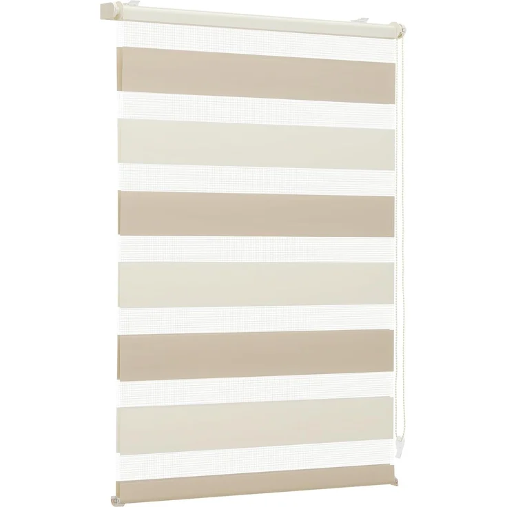 Sekey Doppelrollo Klemmfix ohne Bohren für Fenster, Zweifarbig Doppelrollo 100 cm breit, Duo Rollo Jalousie Sonnenschutz, 100x130 cm, Beige & Braun – Bild 1