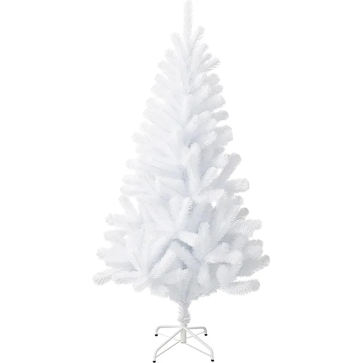 BURI Künstlicher Weihnachtsbaum 210 cm Weiß mit 630 Spitzen | dichter PVC-Tannenbaum mit stabilem Metallständer | klappbar, schwer entflammbar & wetterfest | ideal für Innen & Außen