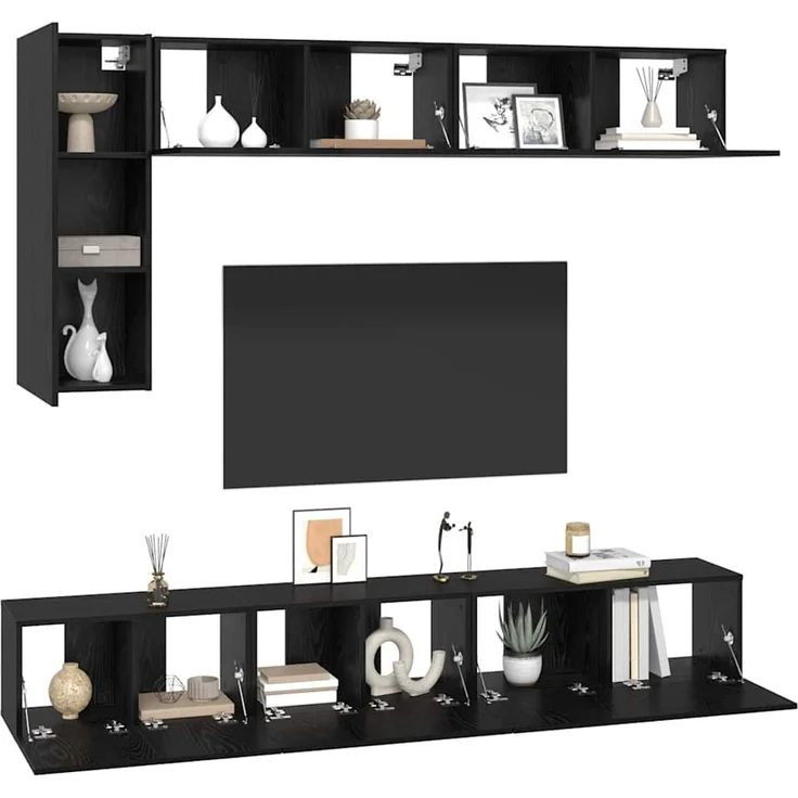vidaXL TV-Schrankset 6 stk. Schwarz Eichen-Optik Holzwerkstoff 3393247 – Bild 3