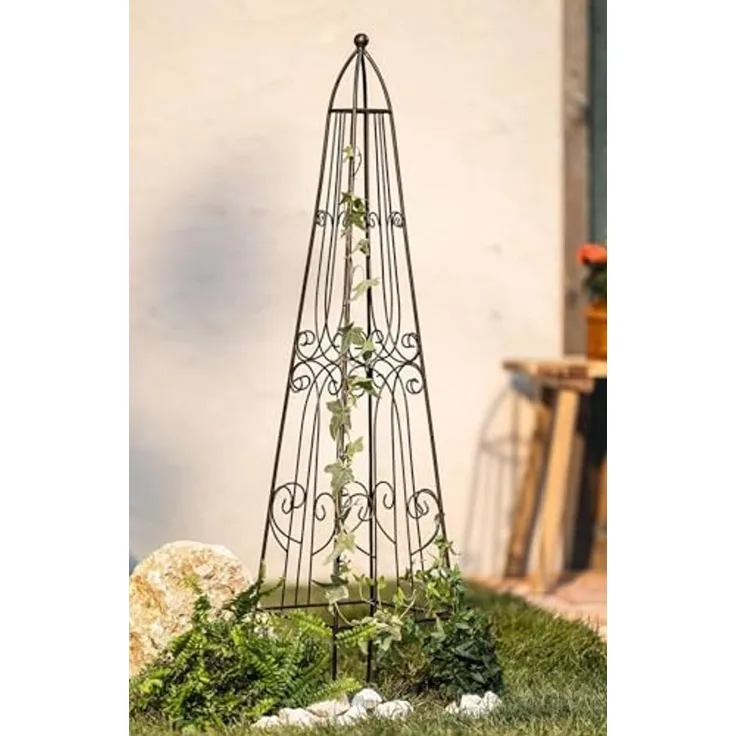 Rankturm "Romance" aus Metall, dunkelbraun in Antik Optik, 115 cm hoch, Rankhilfe, Rankgerüst, Rankgitter
