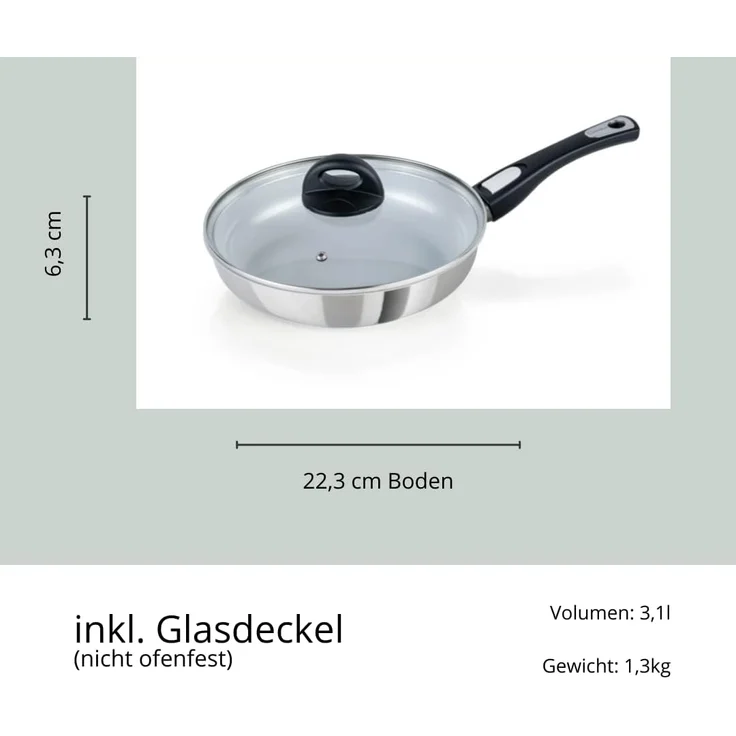 Genius Bratpfanne Cerafit Steel Pfanne 28 cm mit Antihaftbeschichtung Induktion, Aluminium (1 Bratpfanne 1 Deckel) – Bild 7