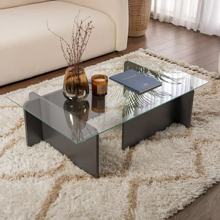 Dmora Couchtisch Itri 105x65x30h cm Schwarz, mit Zeitungsablage – Bild 1
