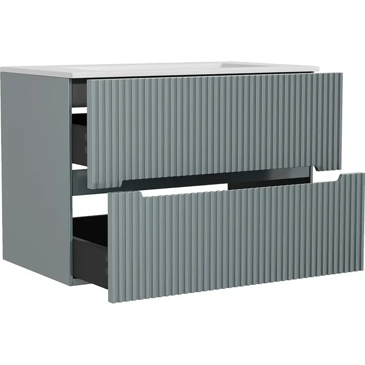 Vente-unique - PAVANI Waschbeckenmöbel Holz, Platte Blau - B 45,5 cm x H 55 cm x L 80 cm – Bild 3
