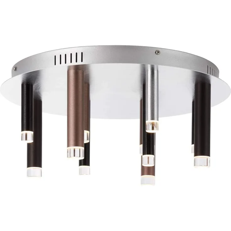 BRILLIANT Lampe Cembalo LED Deckenleuchte rund 12flg braun/Kaffee | 12x 4W LED integriert, 306lm, 3000K | In 3 Stufen über Wandschalter dimmbar | Energiesparend und langlebig durch LED-Einsatz
